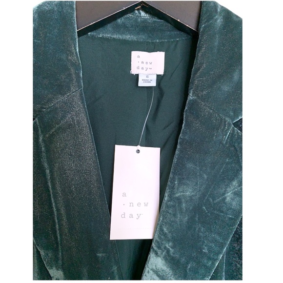 NWT a new day Women's Dark Green Velvet Blazer Jacket Size Small NEW - Picture 3 of 6